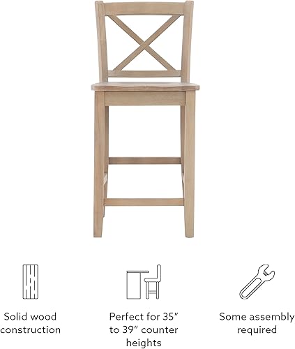 Miniatura 10 de Linon Greywash Torino Rustic X Backed, Taburete altura de mostrador
