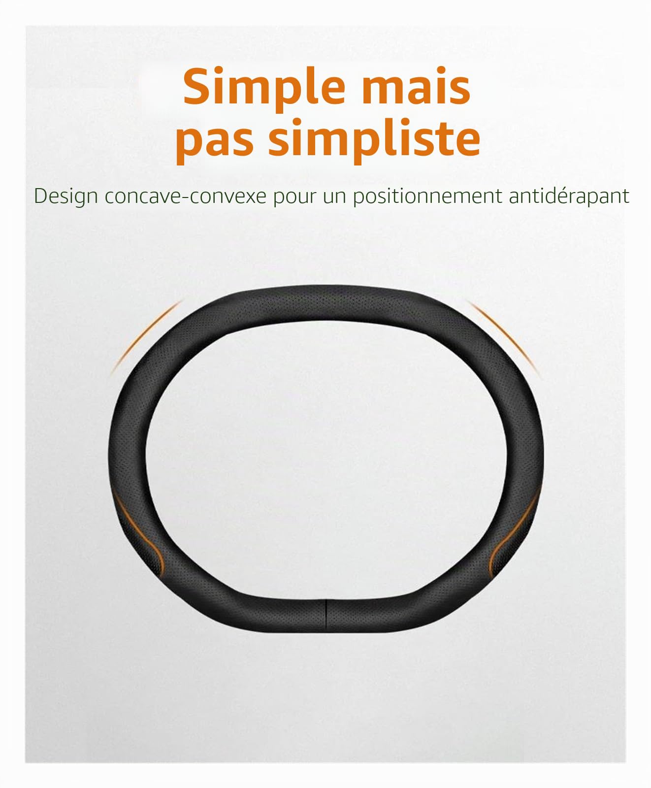 Protégé Volant Voiture Housse Volant en Forme D Ultra Fine en Cuir Microfibre Respirant pour Peugeot 208 408 508 2008 3008 4008 5008 Antidérapant Couvre Volant(Noir)