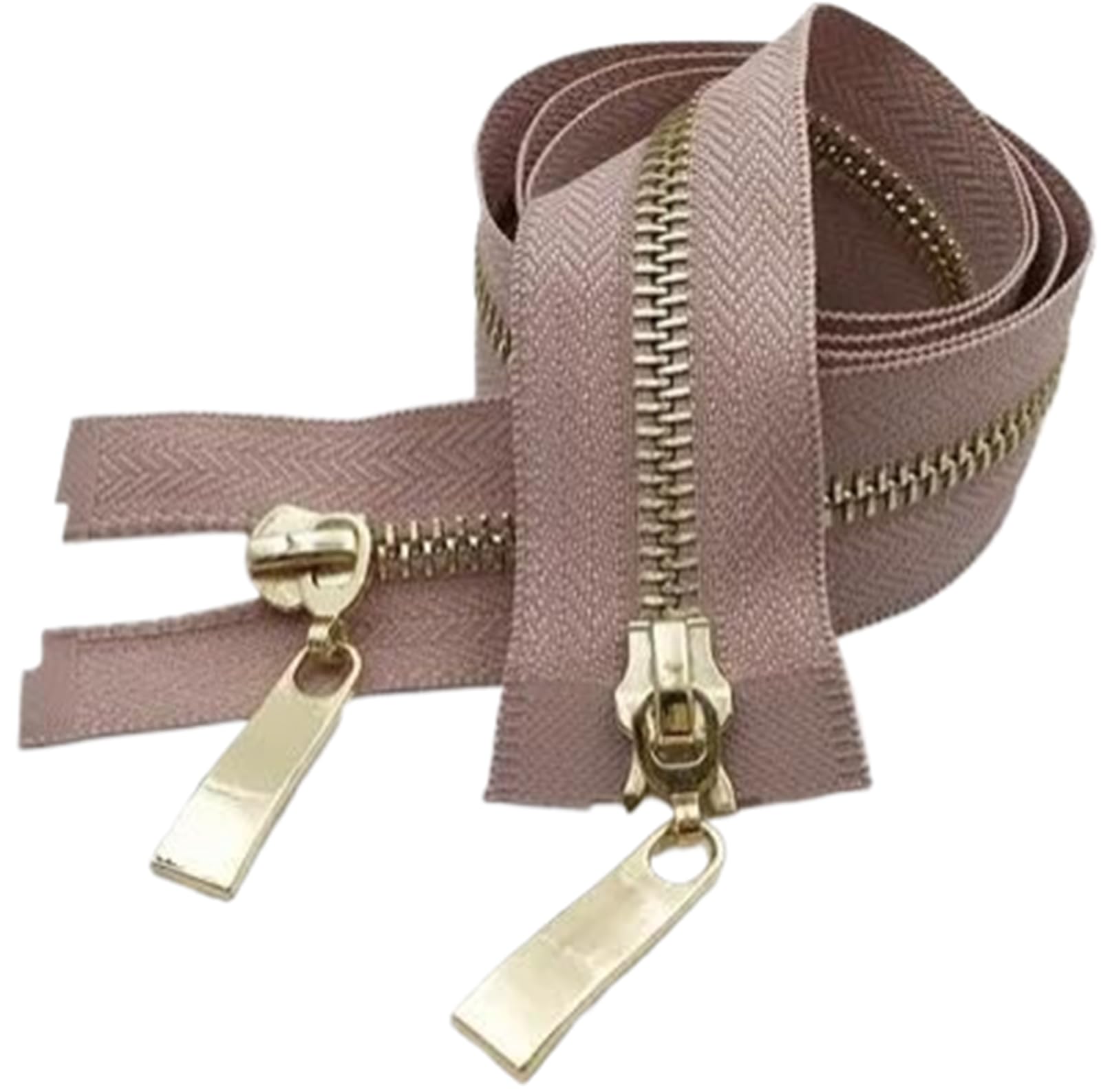 80/100/120 cm Double Slider Zipper Metal Light Gold Teeth Zip, Purple Pink, 5#,120cm