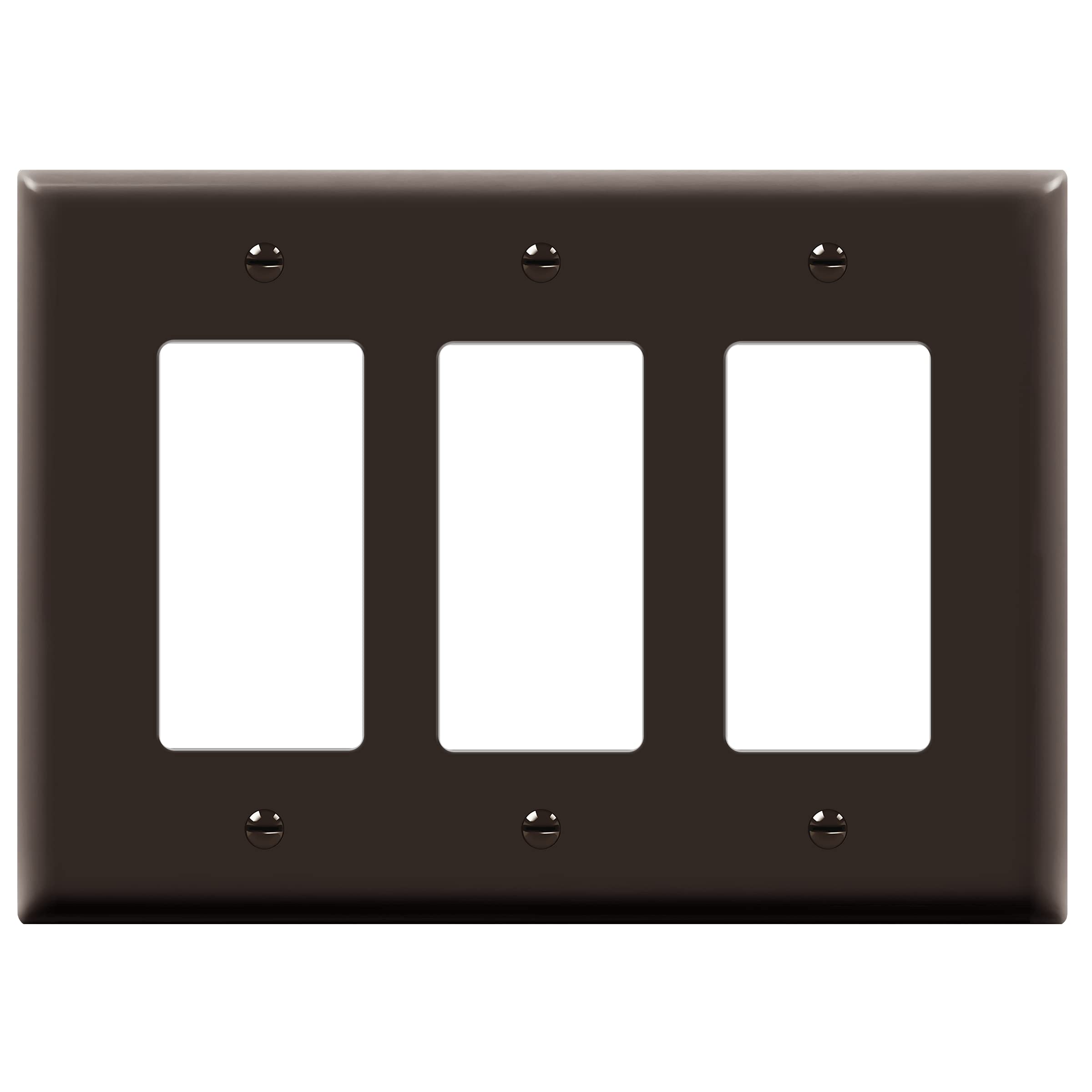 ENERLITES Triple Decorator Switch Cover, Three Gang Outlet Wall Plate, Gloss Finish, Mid-Size 3-Gang 4.88" x 6.77", Unbreakable Polycarbonate Thermoplastic, UL Listed, 8833M-BR, Brown-image-39