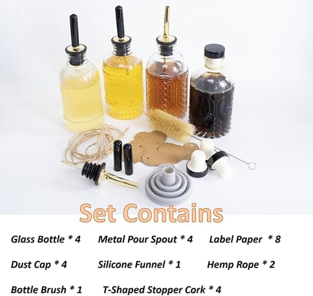 Distributeur de sirop en Verre, Ensemble de Bouteilles pour sirop