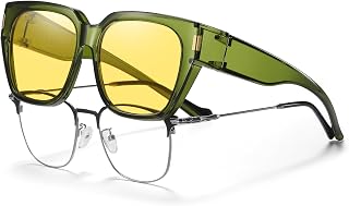 HAOLOTA Night Vision Driving Glasses Fit Over Glasses for Women, Anti Glare Polarized Nighttime Yellow Lens