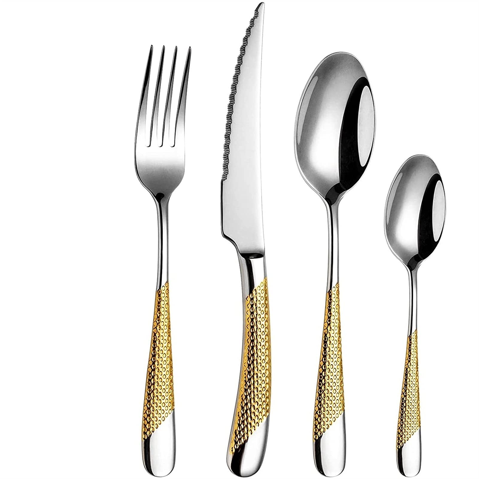 Edelstahl-Innenwarenmesser-Gabel-Löffel-Set-Spiegel-Finish (Color : 4pcs)