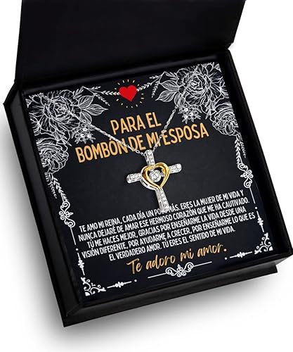 Regalo para esposa con collar de cruz de amor para el bombon de la casa, cadena de mujer para navidad o aniversario