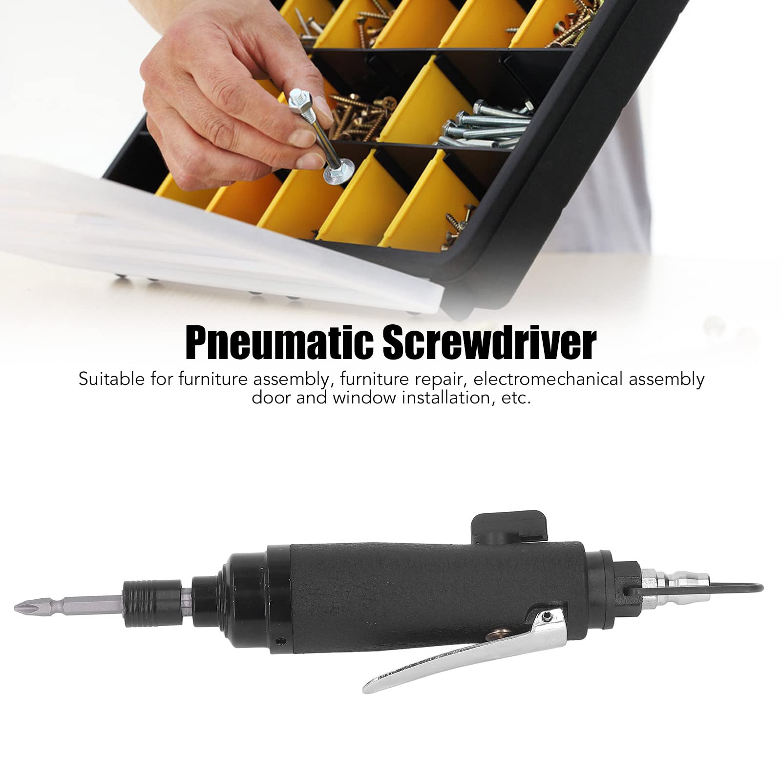 Avvitatore pneumatico, avvitatore ad aria con impugnatura dritta, avvitatore pneumatico industriale reversibile in acciaio legato, utensile a bassa rumorosità e ad alto coppia per (Stile americano)