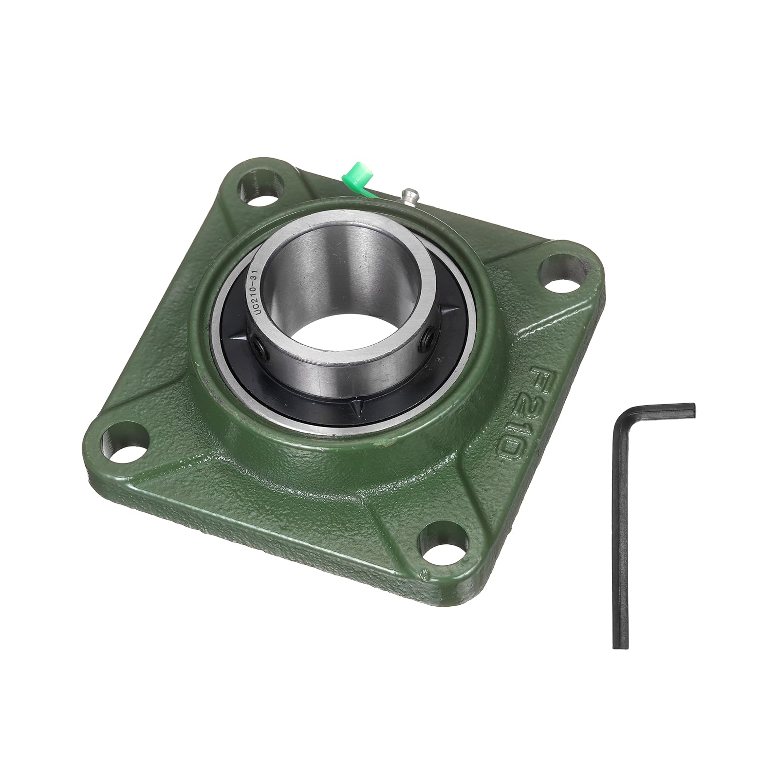 sourcing map UCF210-31 Cuscinetti a blocchetto di cuscino, autoallineamento da 1-15/16", base in ghisa solida, flangia quadrata in acciaio cromato, cuscinetto a sfera a blocchetto di cuscino montato