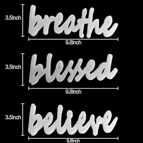 Miniatura 2 de Moldes para letreros de palabras, 3 piezas de moldes de resina, moldes de silicona para resina epoxi Believe Breathe Blessed Mold, letreros de