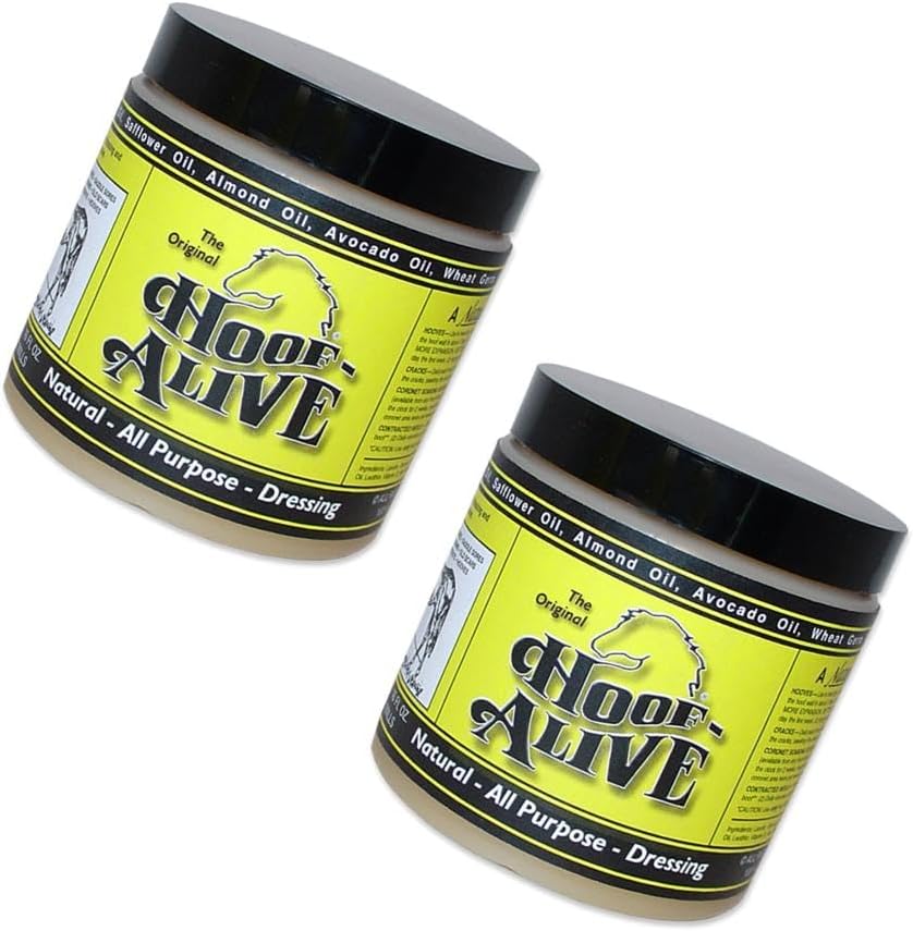 Hoof Alive 16 Oz 2-Pack. Natural, All-Purpose Dressing Penetrates Hoof Wall and Living Tissue to Heal Water and Quarter Cracks. Non-Irritating. Petroleum-Free. Two,16 Oz Jars.