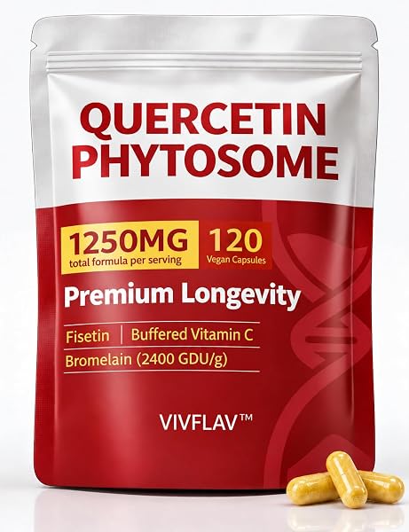 Quercetin Phytosome 500mg+Fisetin Bromelain VIT C Immune Support 120 Count