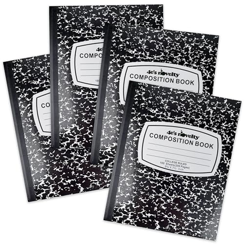 Carnet de composition ligné 4E's Novelty : lot de 4 cahiers à couverture rigide 100 feuilles