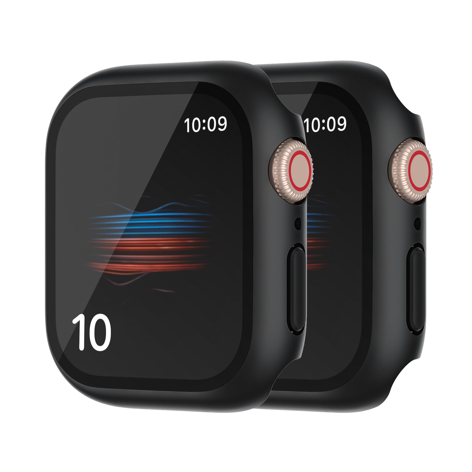 HANKN 2 Pack Hard Case for Apple Watch Series 3 2 1 38mm Tempered Glass Screen Protector Case, Full Coverage Shockproof Iwatch Cover Bumper (Black, 38mm)-image-49