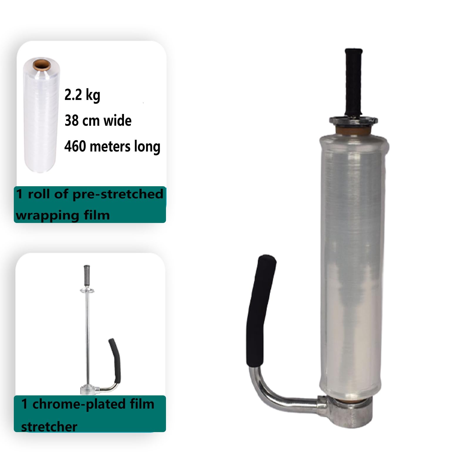Industrie-Stretchfolienabroller mit Verstellbarer Spannung – Verlängerter Griff für Schrumpffolie für Paletten, Kartons, Umzüge und Versandverpackungen