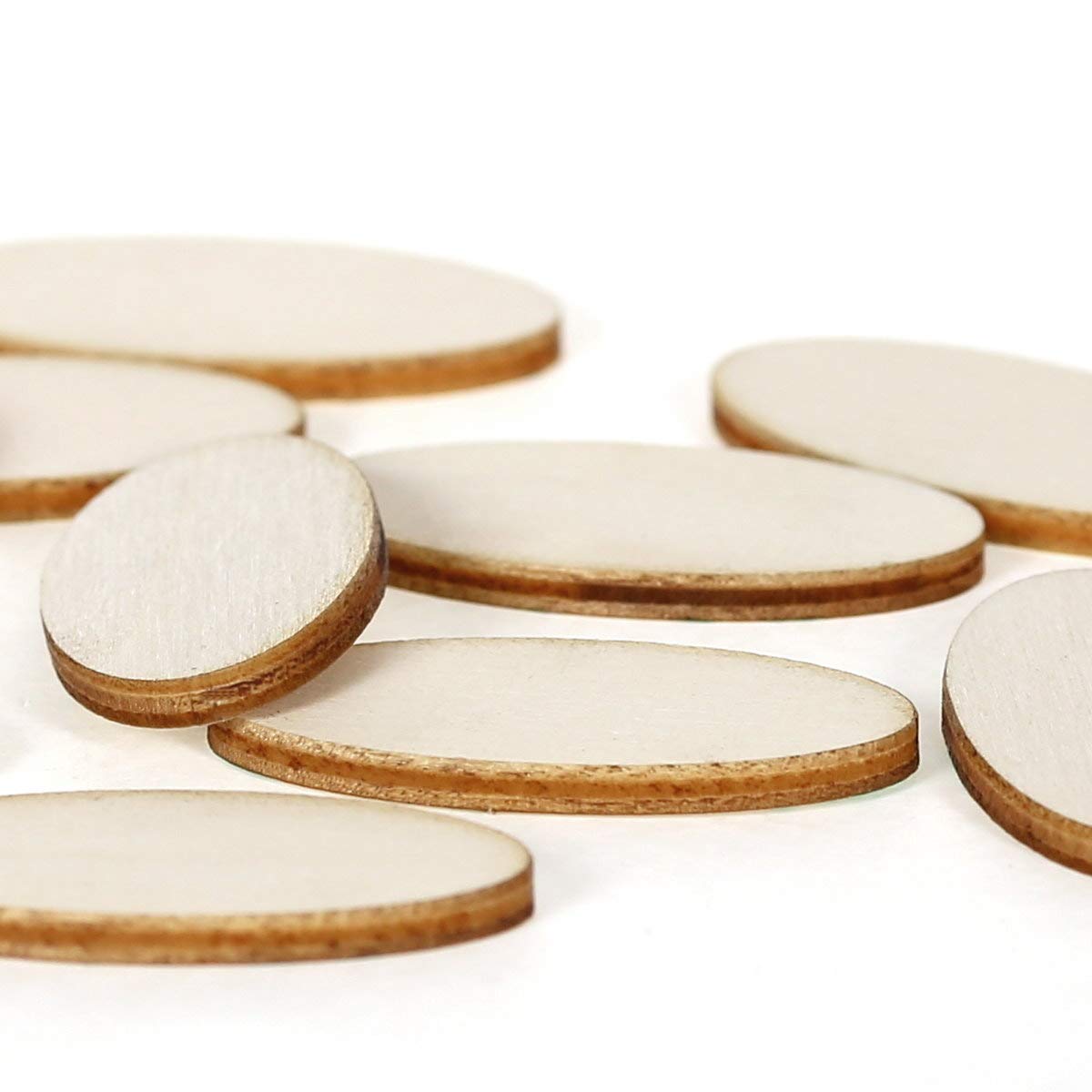 Discos de madera ovalados, V1, placas de madera para manualidades, 2 x 1 cm, 60 x 30 cm, decoración de mesa, paquete con: 25 unidades, altura x ancho: 57 x 28,5 cm