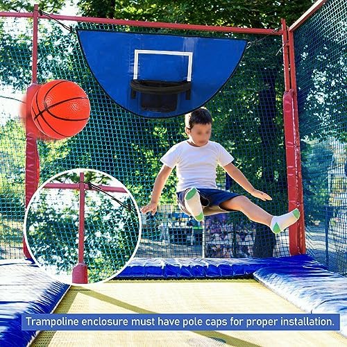 Basketball Hoop with Breakaway Rim for Dunking, Waterproof Basketball Hoop for Trampoline with 3 Mini Balls and Pump, Basketball Attachment for Kids Teens Indoor Outdoor 3 61clLOGLwhL. AC