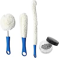 Vista 1 de BokWin Juego de limpiador de decantador de 3 piezas, cepillo flexible de limpieza de botellas de vino con bolas de limpieza para decantadores
