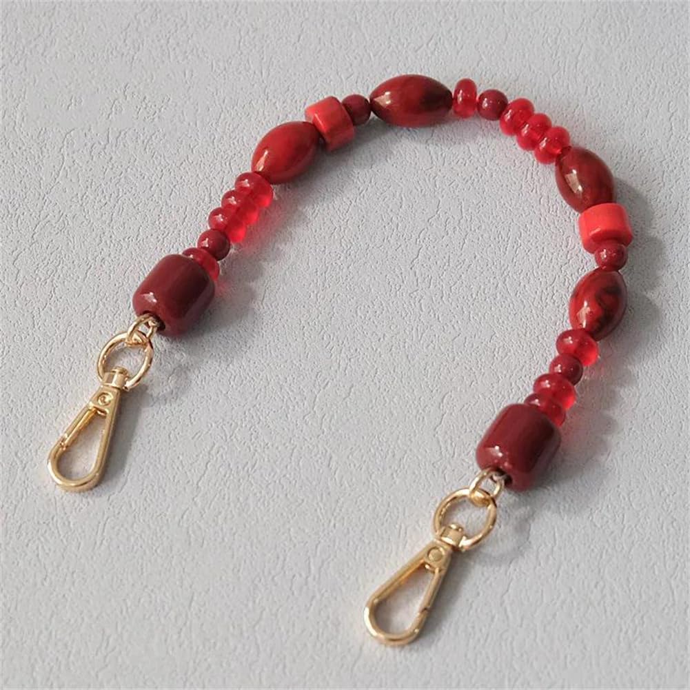 Women Vintage Red Beads Chain Acrylic Bag Rope Strap Handle Chains image 2