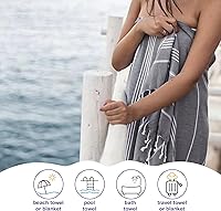 Vista 13 de Oversized Turkish Beach Towel 38’’x71’’ - Set of 2 100% Turkish Cotton Lightweight Sand Free Quick Dry Pool Towels Extra Large Bath Towels for