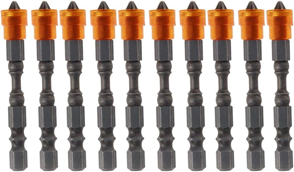 Utoolmart Magnetic Collar Design Phillips Cross Screwdriver Single-Head Bits Set, Hex Shank Electric Power Screw Driver Bit, Orange 10Pcs