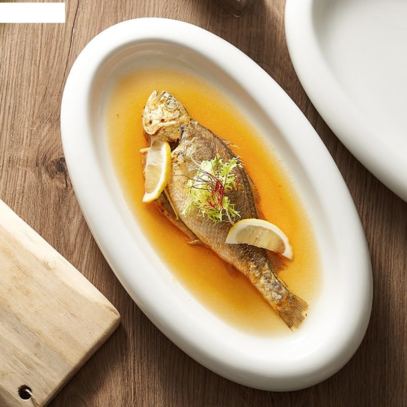 Piatti Da Dessert Piatto da cucina ovale in ceramica, piatto da sushi, piatto da portata ... Stoviglie Per La Cena(E 16 inch)
