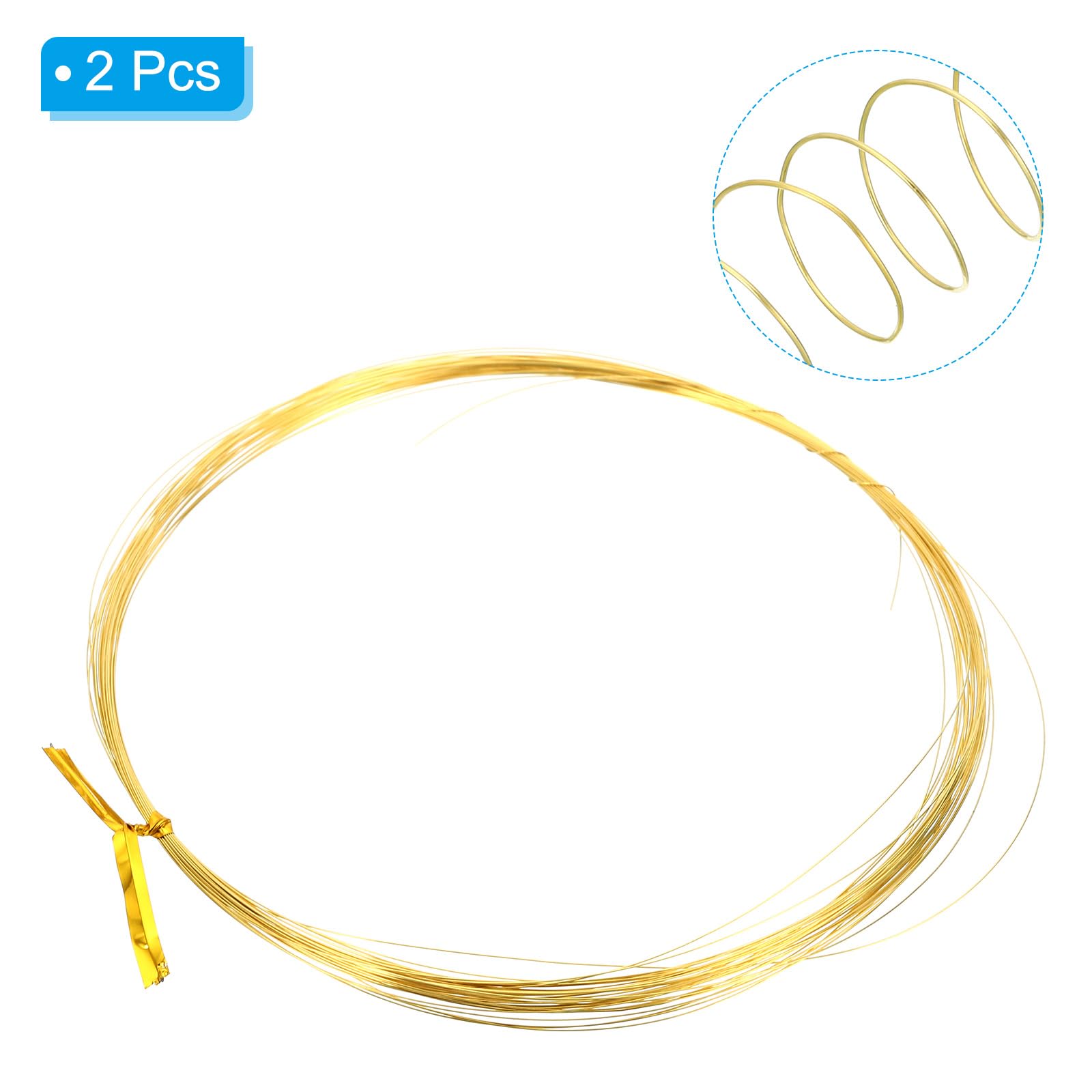 PATIKIL Half Hard Brass Wire, 2Pcs 32Gauge/0.2mm Diameter 10m/32.8ft Pure Craft Wire for Jewelry Making Beading Garden Plants - Image 3
