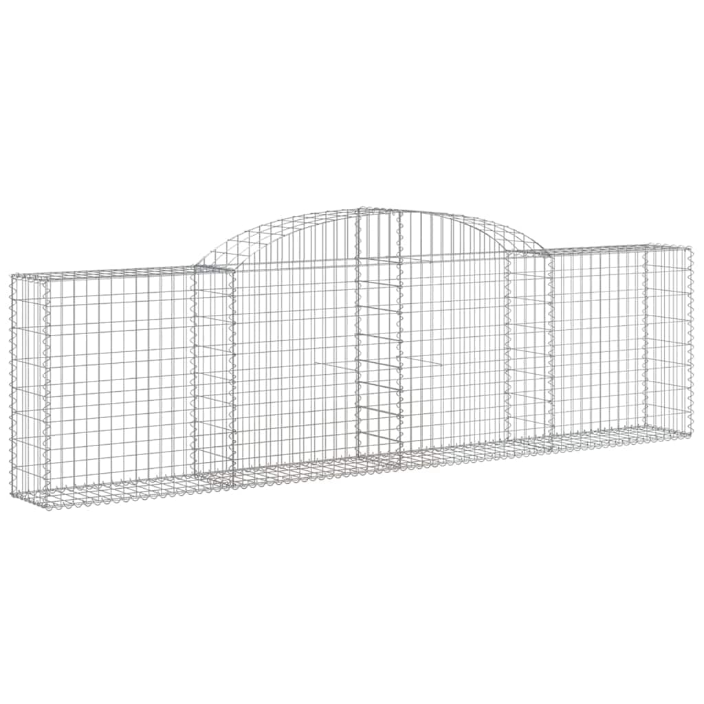 Kosze gabionowe z łukiem 7 szt. 300 x 30 x 80 / 100 cm żelazo ocynkowane, dekoracyjne gabiony ogrodowe z drutu 3,5 mm i oczkami 5 x 10 cm, zewnętrzne bariery dźwiękochłonne z haczykami