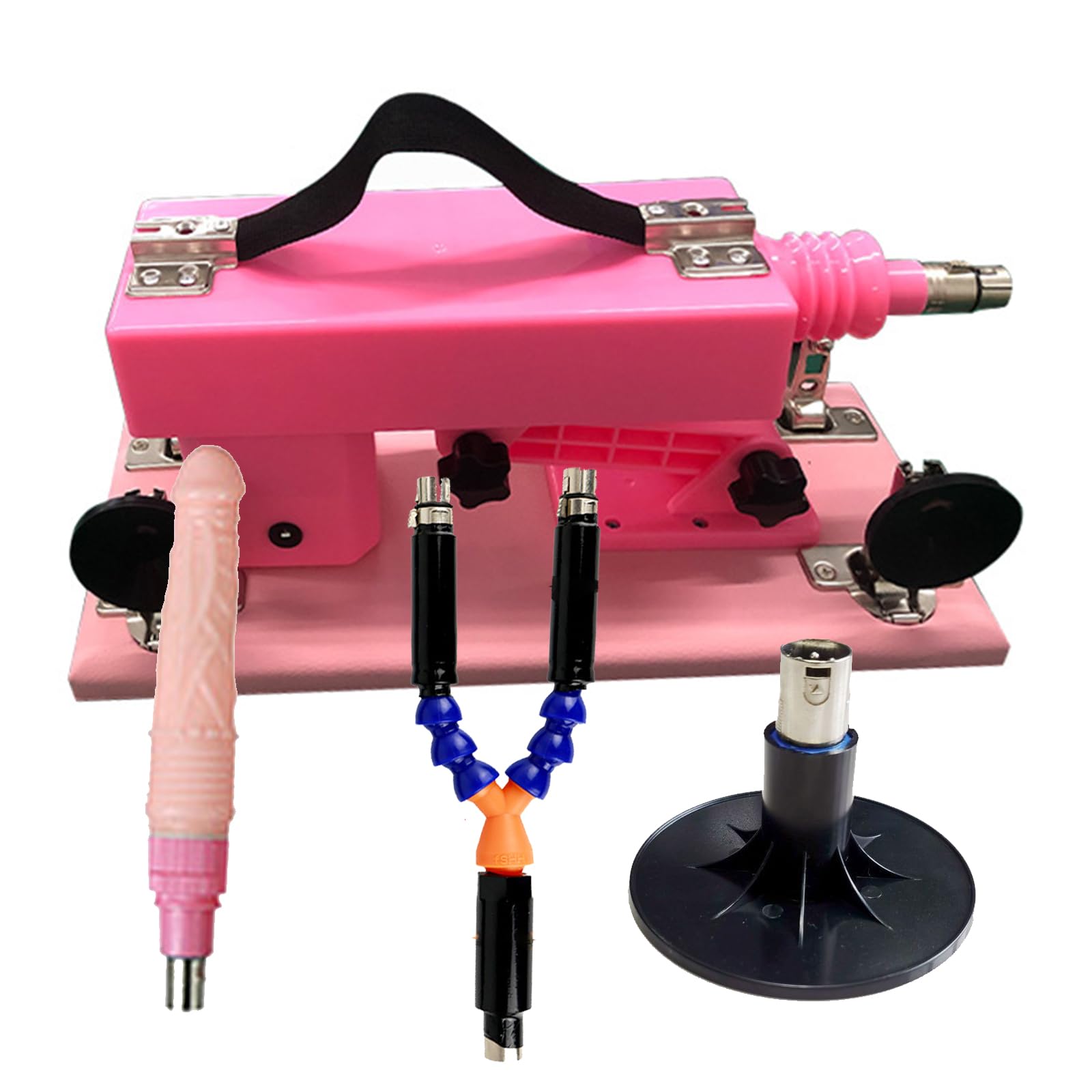 AMAZBEE Sex Machine Juguetes Sexuales - Máquinas y Dispositivos para Parejas Consolador Vaginal y Anal de Empuje Automático Máquina Sexual Portátil Con 3 Accesorios (Pink)