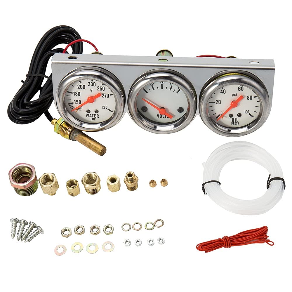 Buy Triple Gauge Kit,Oil Volt Water Gauge 3 in 1 Car Meter Auto Gauge