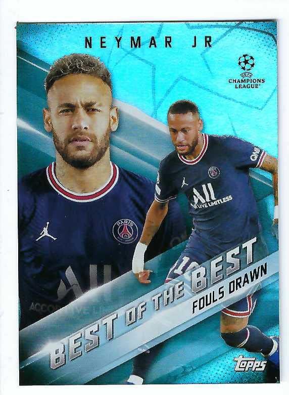 NEYMAR JR. 2021-22 Topps UEFA Champions League Soccer Best of the Best Card #BB-02 Fouls Drawn PSG Brazil Paris Saint-Germain
