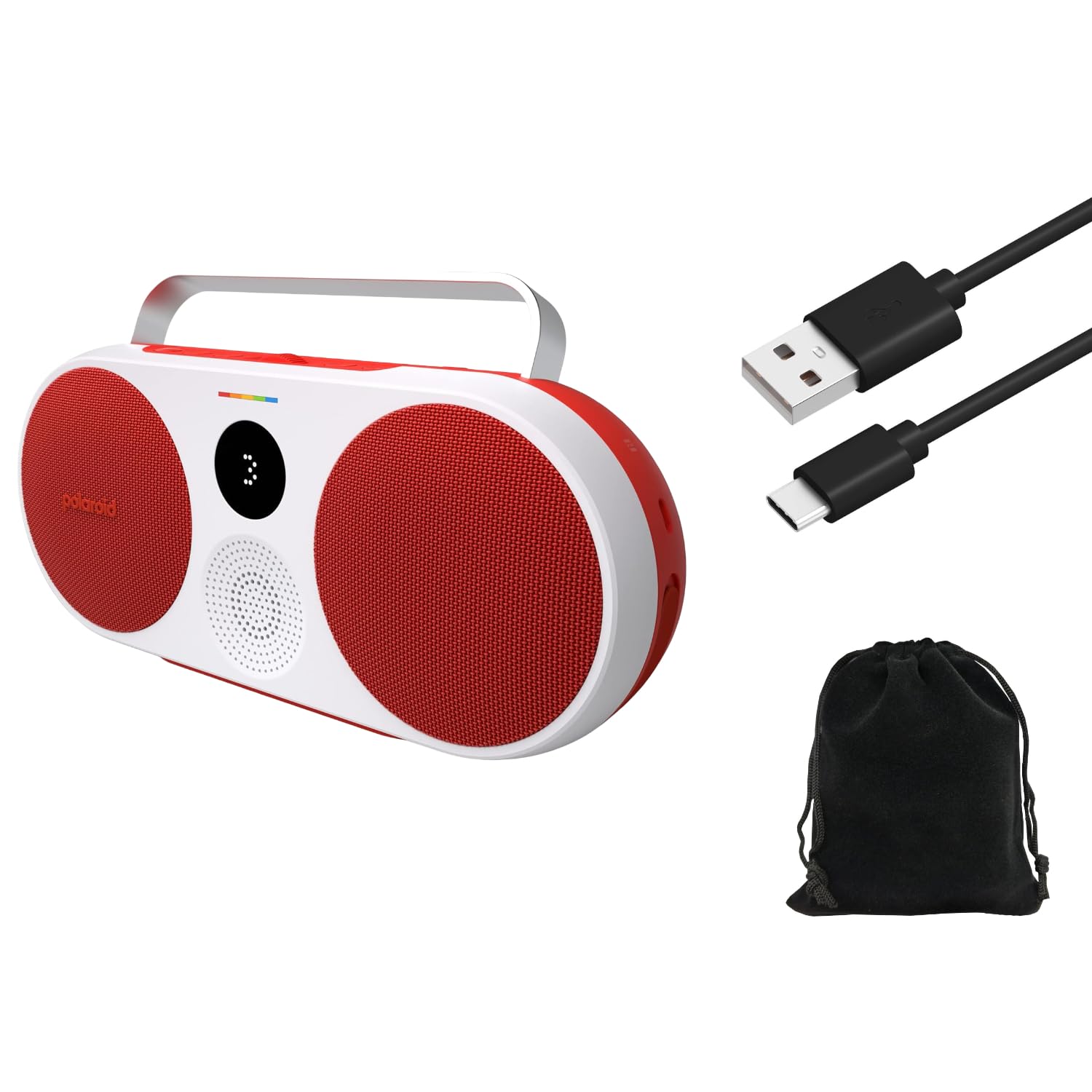 Polaroid P3 Music Player – Powerful Retro Portable Bluetooth Speaker with Big Sound, Rechargeable Battery, Dual Stereo Pairing, 3.5mm Aux Input, FM