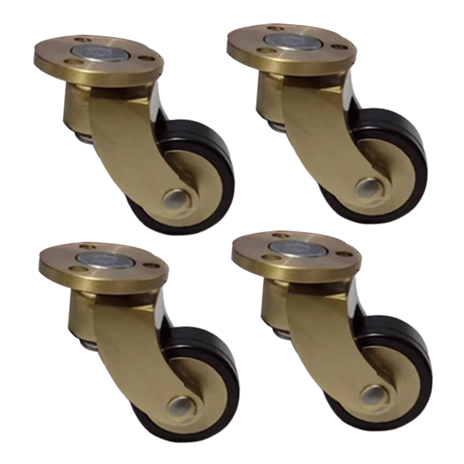 Piccole Ruote Piroettanti Antiche,Rotelle per Mobili in Ottone Massiccio Lucidato,Ruote in Gomma Rotazione a 360°,con Viti,Ricambio per Divano,Sedia,Armadio,Carico 150Kg,Set di 4 (G)