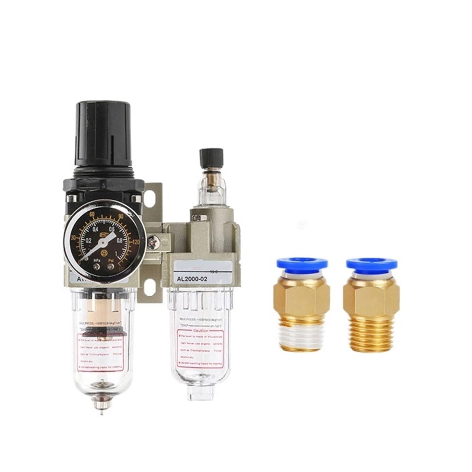 Bomba de aire compresor filtro de aceite regulador de presión trampa de vapor separador de agua neumático suministro de drenaje manual AC2010-02 (AC2010-02+PC14mm)