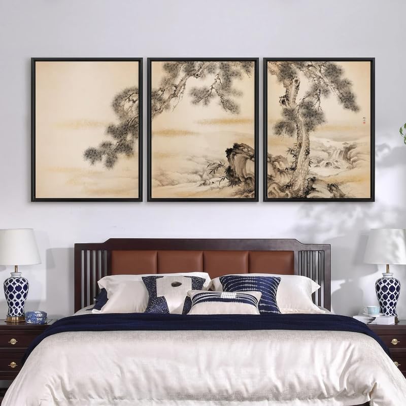 Poster Japonais Yamamoto Baiitsu - Décoration Murale Triptyque Art d'Asie A4