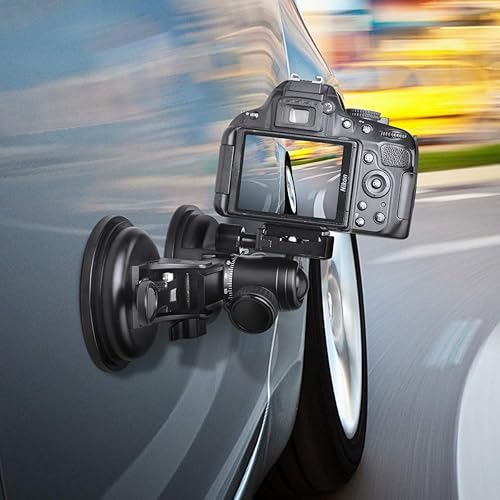 Miniatura 7 de Soporte profesional de alta resistencia (carga de 20 libras) DSLR sin espejo para cámara con ventosa de montaje en automóvil con cabezal de bola