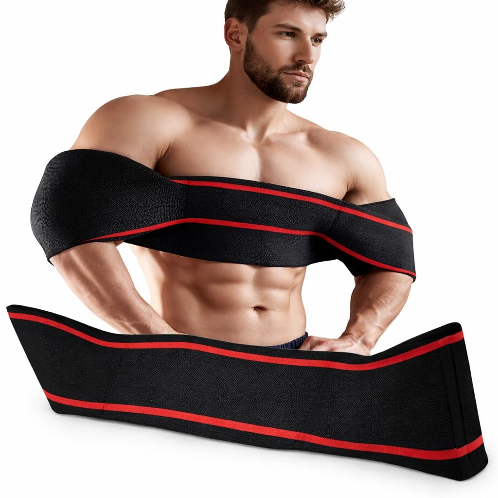 Leosportz Bench Press Resistance Band - Benchpress Sling Shot Band for Powerlifting | Weight Lifting Bench Press Band for Men Women Elbow Fitness (Black-red)-image-7