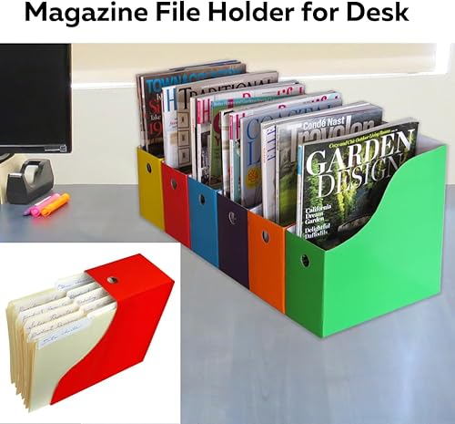 Miniatura 5 de Evelots Caja organizadora para archivos de revista (paquete de 6, 12 o 24 unidades), almacenamiento para escritorio y estantes, múltiples opciones