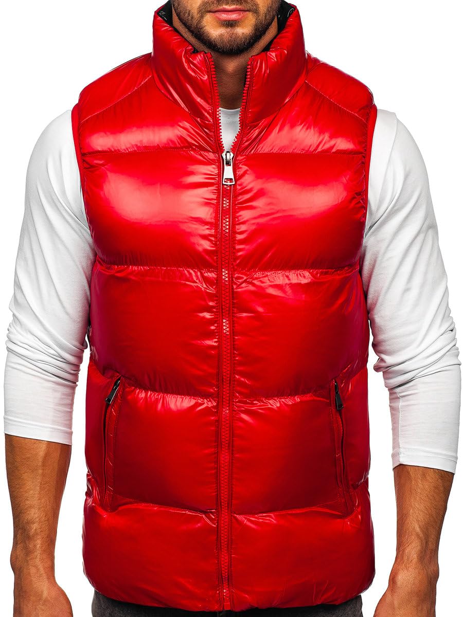 BOLF Hombre Chaleco acolchado con Capucha Cierre de Cremallera Chaqueta sin Manga Cazadora Plumifero Jacket Jogging Zip Outdoor Estilo Deportivo Mix 1U1