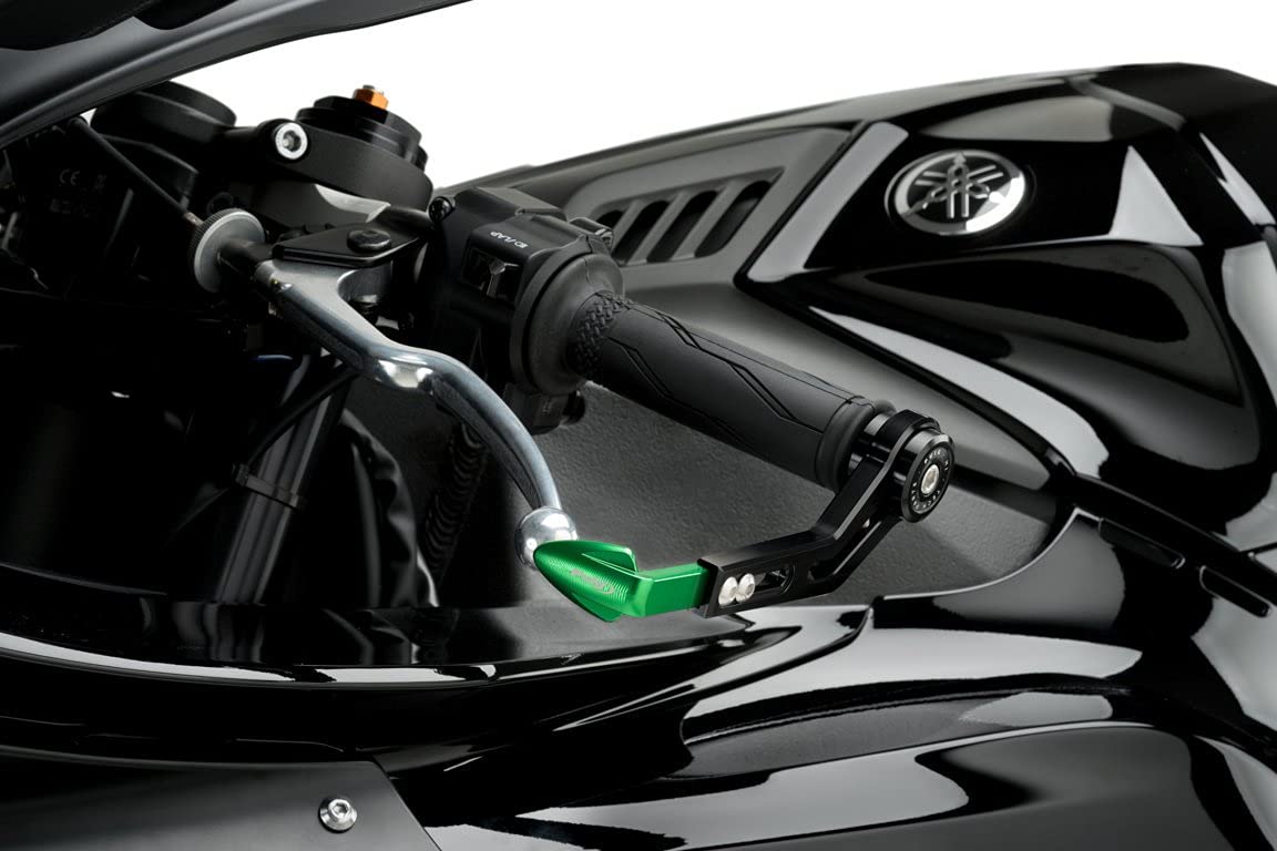 Puig 3877V Brems- und Kupplungshebelschutz aus CNC-gefrästem Aluminium mit einstellbarem System für maximale Sicherheit und Kontrolle beim Fahren, Grün