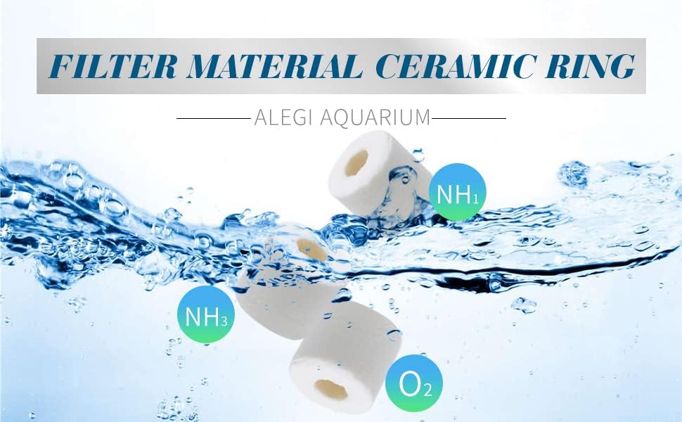 ALEGI Aquarium Premier Bulk Bio Ceramic Rings Filter Media for Fresh Water, Sea Water Fish Tank Canister Filter,Koi Fish Pond Reef Filter (2 lbs)