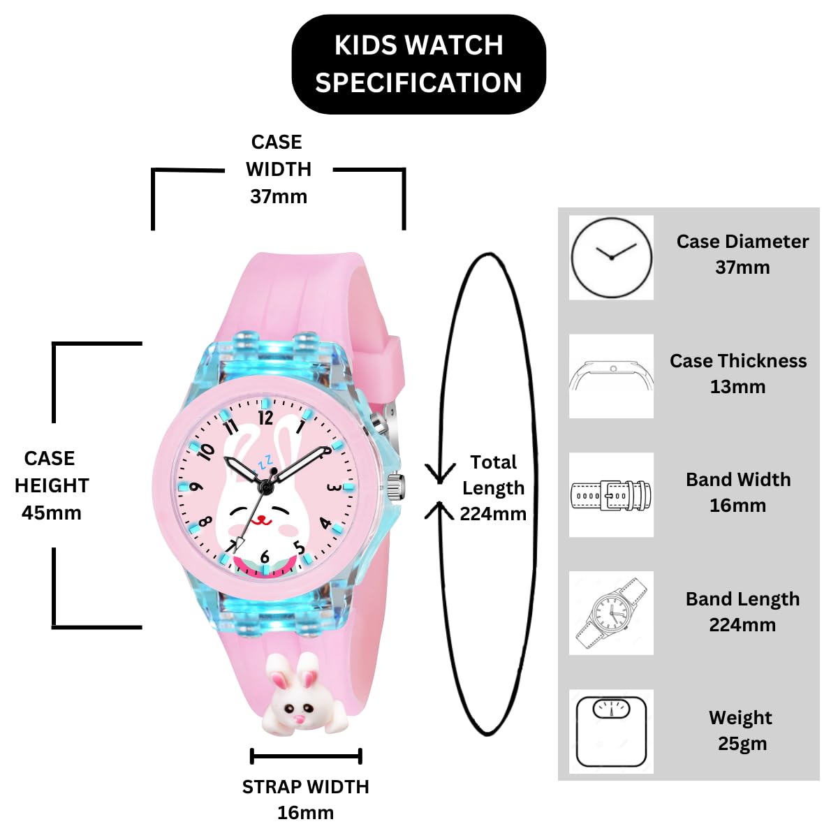 ON TIME OCTUS Kids Analouge Multi-Color Light Cute 3D Cartoon Character Girls Silicone Watch (Multicolour Dial & Pink Colored Strap) 2