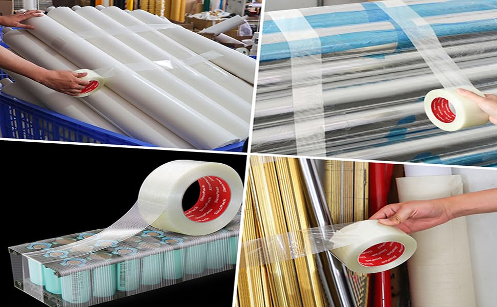 Miniatura 4 de 12Pack Cinta de fleje 5.5 Mil x 5,08 cm x 45,72 m Cinta de embalaje reforzada, Cinta de fleje 5,08 cm Cinta de nylon resistente y fuerte Cinta de