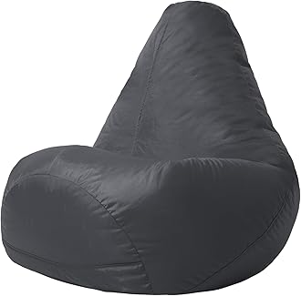 Bean Bag BazaarBean Bag Bazaar High Back Recliner Bean Bag Chair, Dark Grey, Indoor Outdoor Beanbag, Water Resistant Fabric, Large Beanbag with Filling Included, Gaming Chair, Outdoor Seating, Garden Furniture