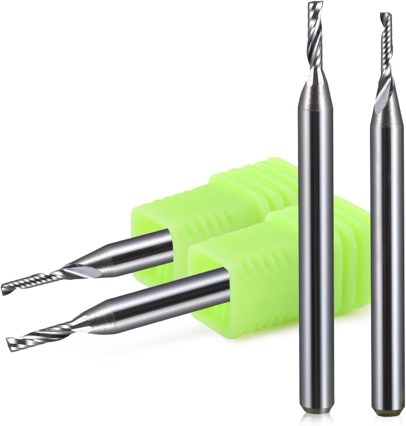 10pcs/Set Single Flute Aluminium End Mills 3.175-12mm O Flute Up Cut Spiral CNC Router Bit Wood Milling Cutter for Wood Aluminum(3.175x1.5x10x38L)