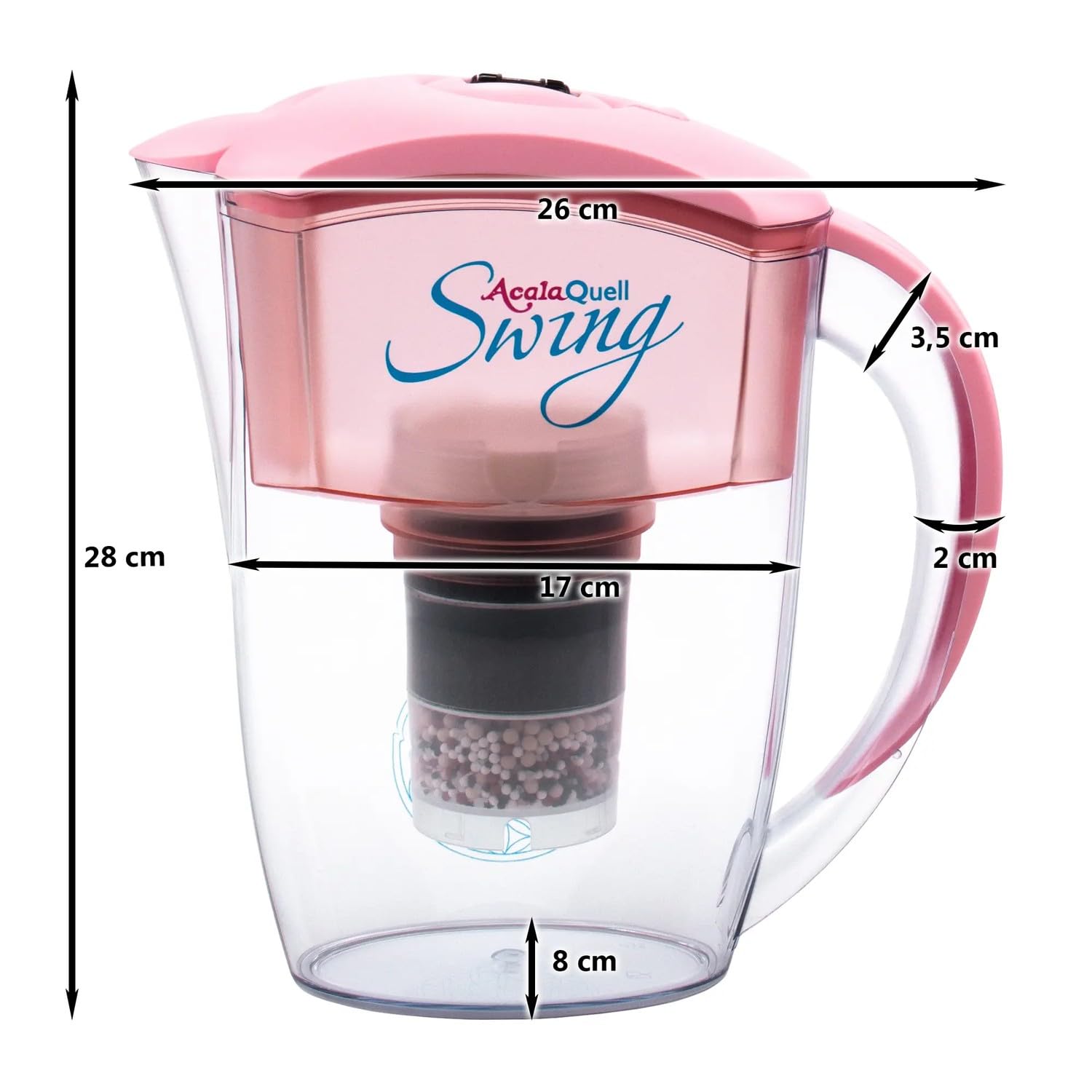 AcalaQuell® Wasserfilter Swing | rose | Aktivkohle Wasserfilter | Höchste Filterleistung - mehrschichtig | BPA u. BPB frei | ReNaWa® - Technology | Kreiert köstlich schmeckendes, wohltuendes Wasser