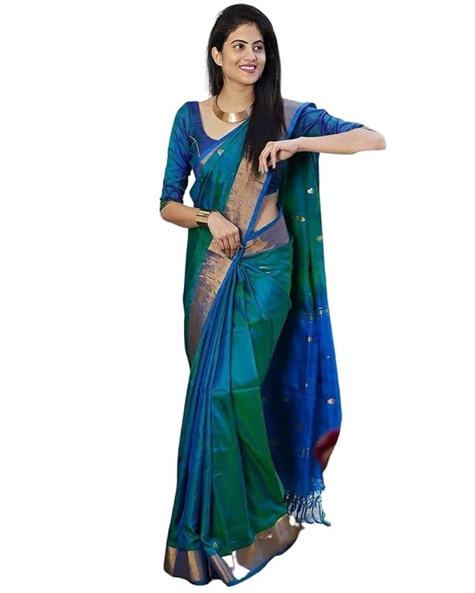 SGF11- Womens Kanjivaram Woven Soft Silk Saree With Blouse Piece