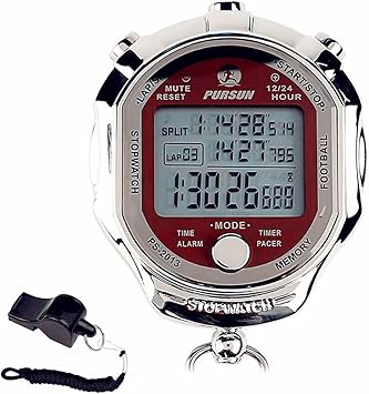 Stopwatch Timer, Digital Stop Watch with 0.01second & 0.001second Timing, Metal 10/100/400 Laps Memory, Rolilink Large dispaly Alarm Clock for Coach Sports Running Marathon