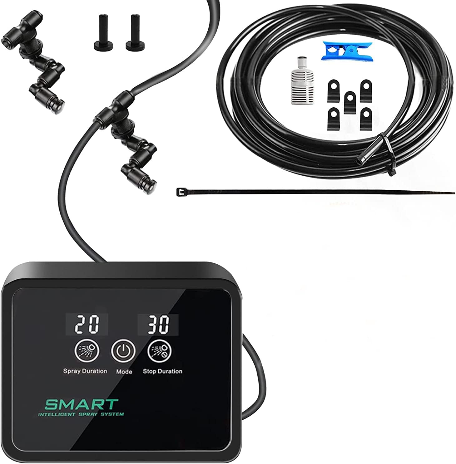 Smart Intelligent Spray System, DIY Reptile Fogger Humidifier Misting System Aquarium Mister 360° Misting Nozzle Kit Watering Equipment with Timer for Plants Pets Rainforest Tank