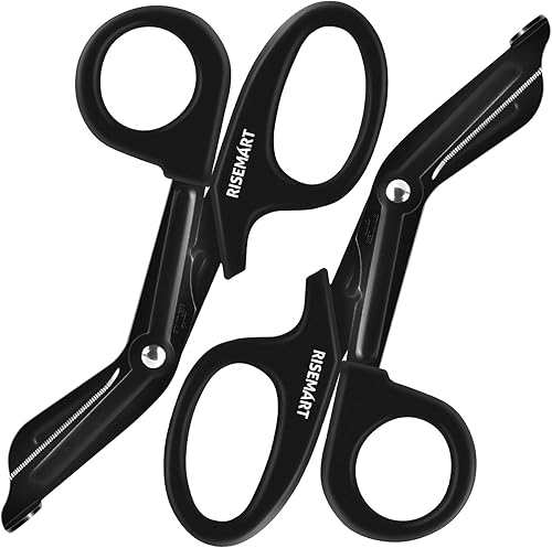 Tijeras de Trauma  RISEMART Tijeras de Vendaje para Enfermeras, Hojas Antiadherentes de Acero Inoxidable Recubiertas de Fluoruro de 7.5", Tijeras de
