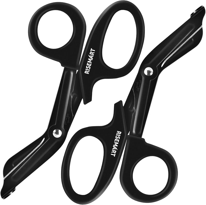 2 Pack Trauma Shears 7.5 Inches Stainless Steel Bandage Scissors | Fluoride coated non-stick blades, professional medical scissors for doctors, nurses, students, EMS & EMT first aid