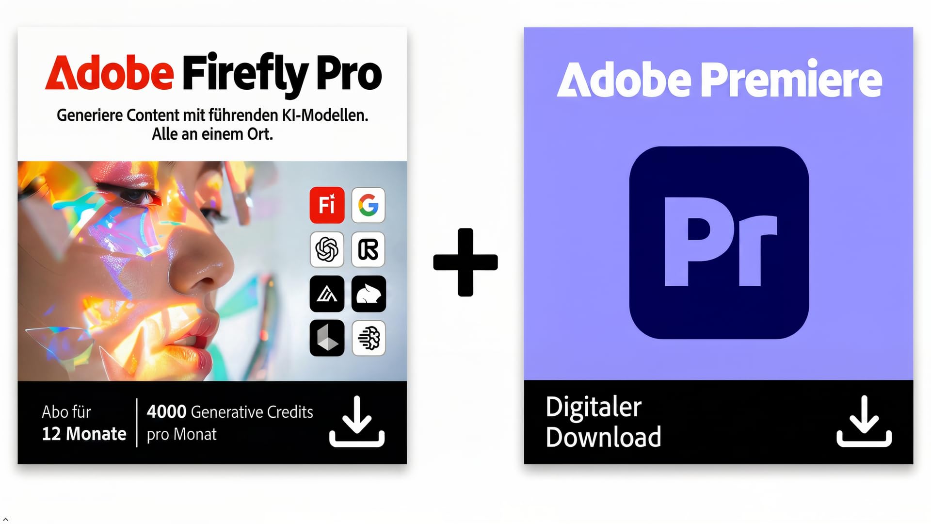 Adobe Premiere + Adobe Firefly Pro | Videobearbeitung und kreative KI-Software | 12-Monats-Abo | Download für PC/Mac