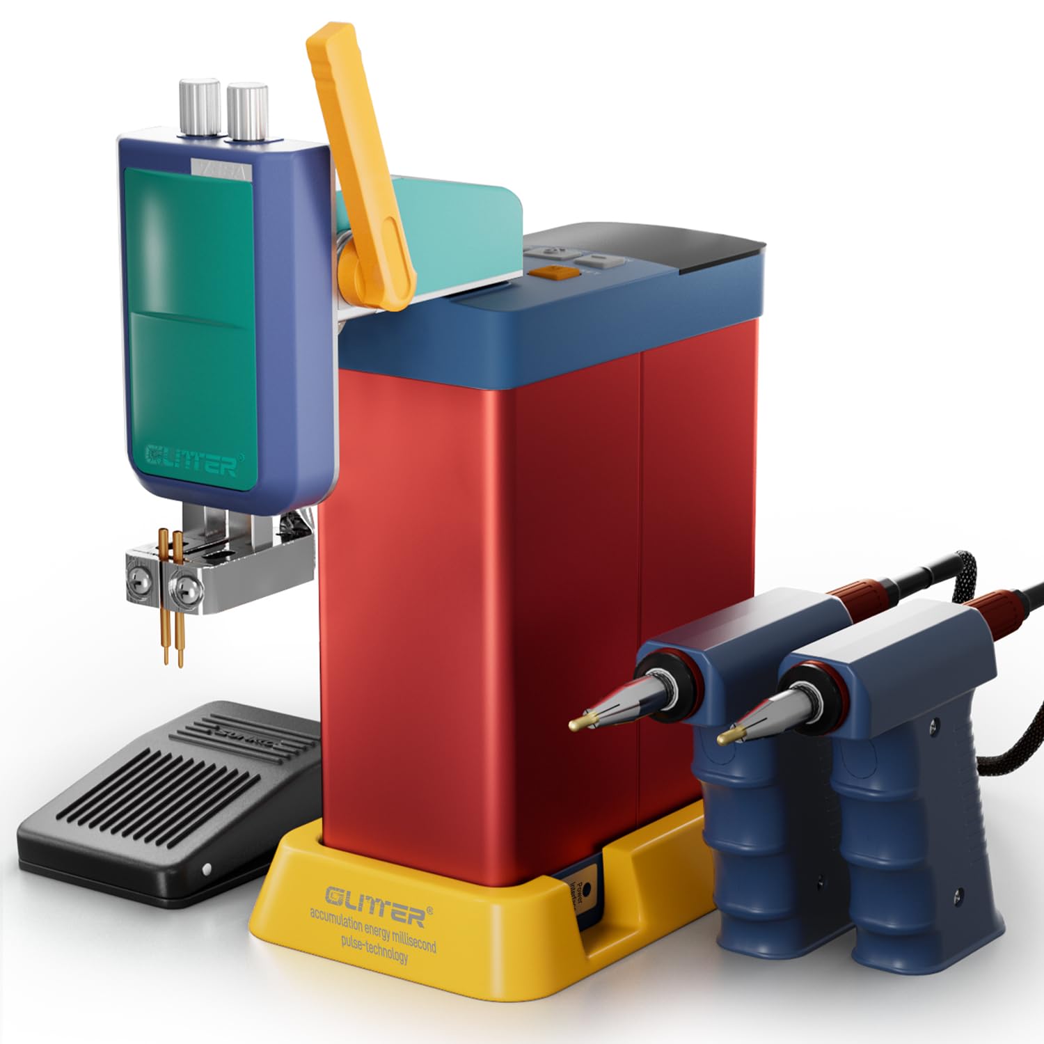 GLITTER 801H Saldatrice a Punti per Batterie, 21000W 3500A, Modalità AT/MT, per Batterie LiFePO4, Saldatura Alluminio-Nichel con Braccio a Spinta e Pedale